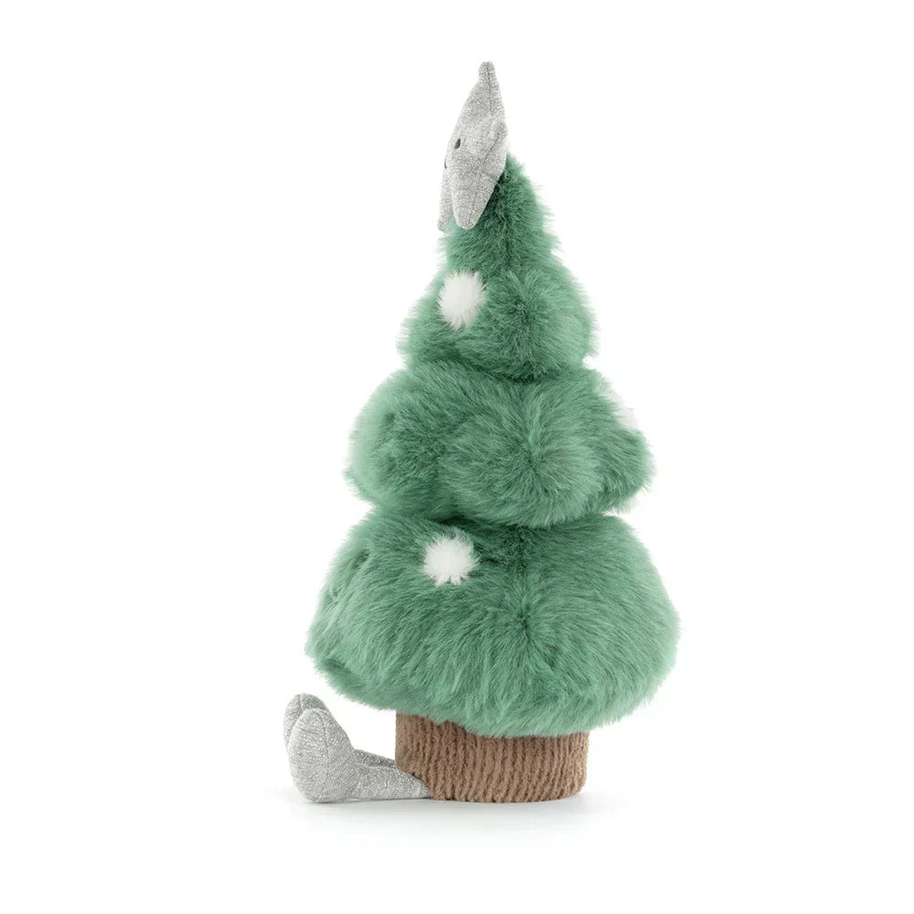 Jellycat Amuseables Christmas Tree plush toy with soft green fabric and colorful decorations, perfect for holiday play.